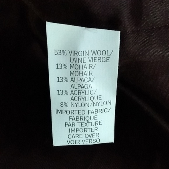 Anne Klein Belted Coat Wool Mohair Alpaca Lined Brown Large - Picture 7 of 8